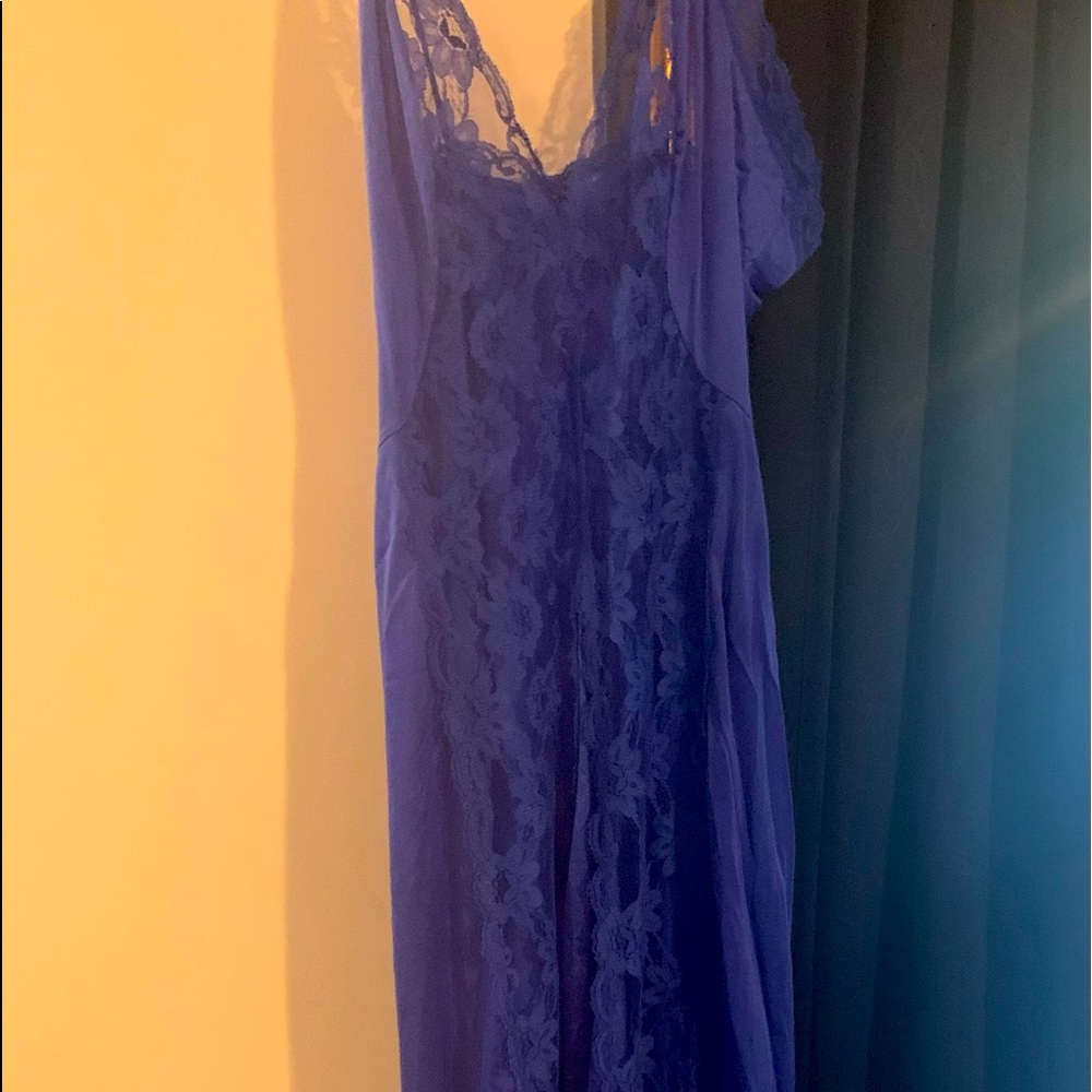 Blue long see through slip